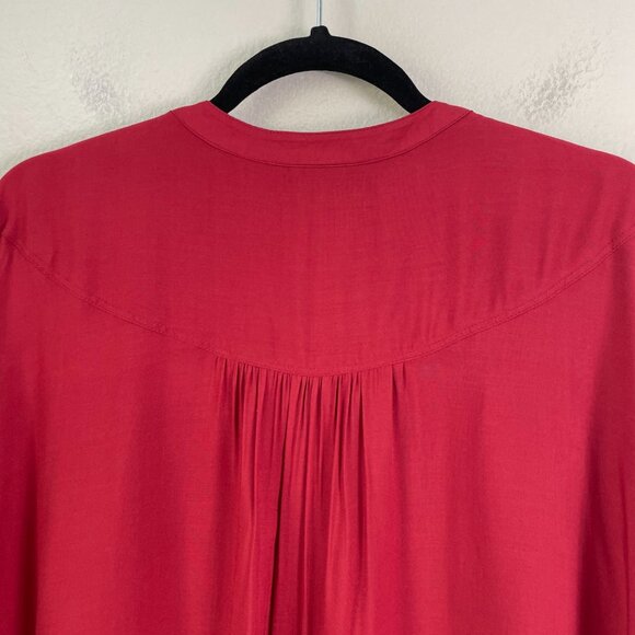 NEW Catherines Womens Plus 2X 22/24W Burgundy Button Up Blouse Shirt Top V Neck - Picture 11 of 11